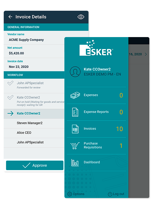 Beispiele der mobilen Esker App Beispiele der mobilen Esker App