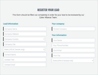 Screenshot zur Lead-Registrierung